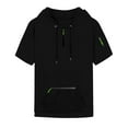 thumbnail image 4 of biudgviw Men's Short Sleeve Hoodies Drawstring Casual Athletic Short Sleeve Shirts Fitness Muscle Quarter Zip Pullover with Pocket, 4 of 4