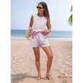 thumbnail image 4 of Women'S Summer 2 Piece Outfits Sleeveless Tank Top Matching Shorts Sets Cotton Striped Sweatsuits Vermicelli M, 4 of 9