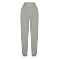 thumbnail image 5 of Fartey Solid Color Sweatpants for Women 2025 Fall Fleece Elastic High Waisted Jogger Pants Soft Comfy Drawstring Cinch Bottom Sweatpant with Pockets Gray M, 5 of 9