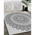 thumbnail image 3 of Ahgly Company Tapis Rond Lavable en Machine Intérieur Transitionnel Argent Platine Gris, 3 Pieds Rond, 3 of 7