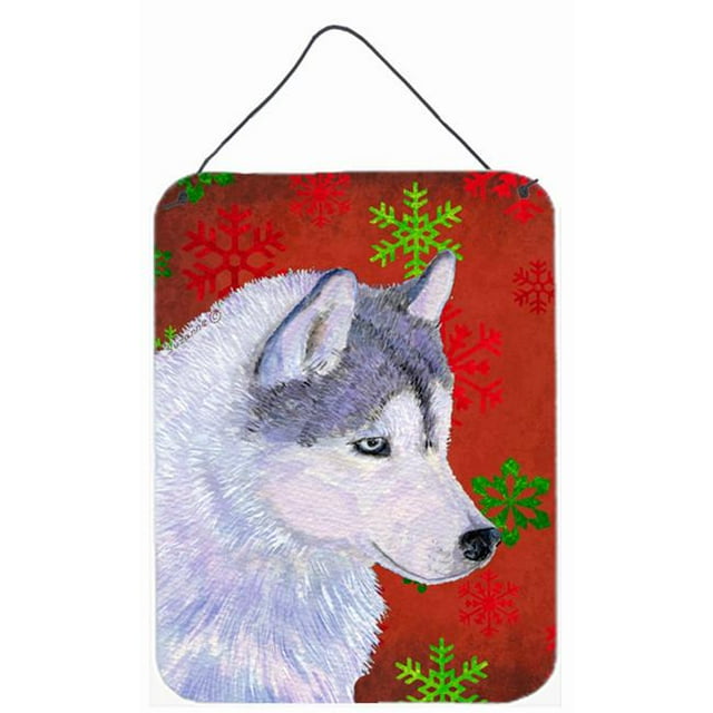 Carolines Treasures SS4671DS1216 Siberian Husky Flocons de Neige Rouges Impressions Murales Ou de Porte en Métal Aluminium pour Noël