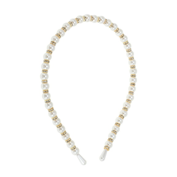 Unique Bargains 1 Pc Cute Pearl Rhinestone Headbands for Women White