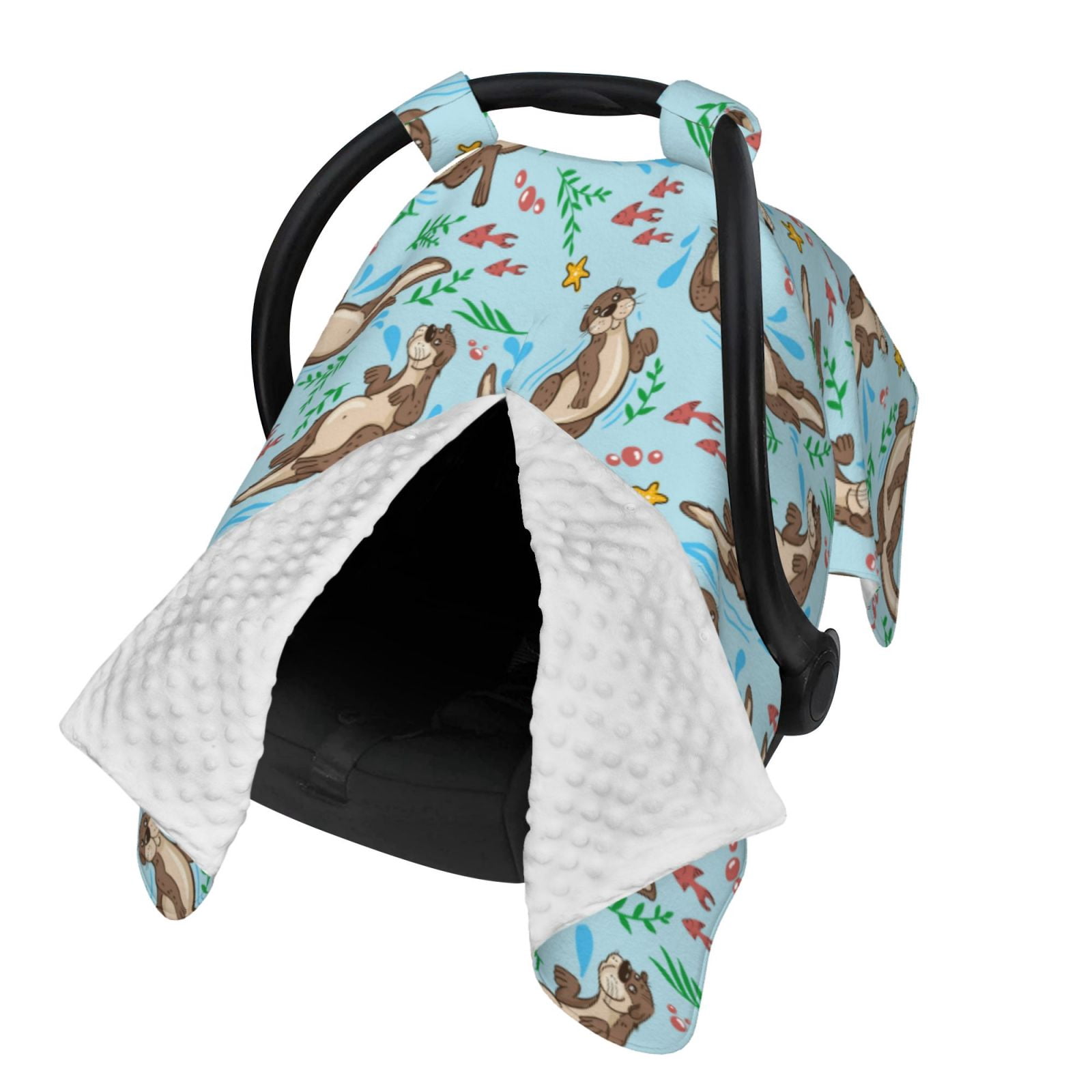 Naloa Cute Otters Baby Car Seat Cover, Breathable Baby Carrier Cover, Multiuse Baby Carrier Cover & Nursing Breastfeeding Cover