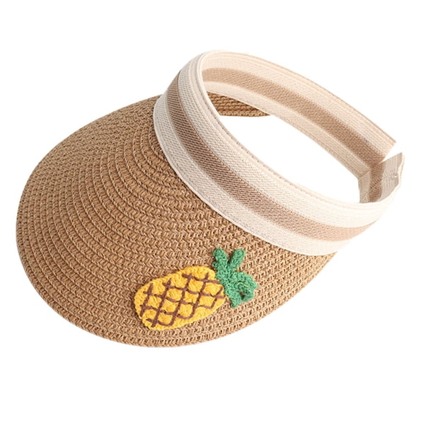 Sombrero de paja con protección solar de 56-58 cm de circunferencia para mujer, bonito sombrero de copa vacío con forma de fruta para verano, sombrero para el sol, estilo adulto