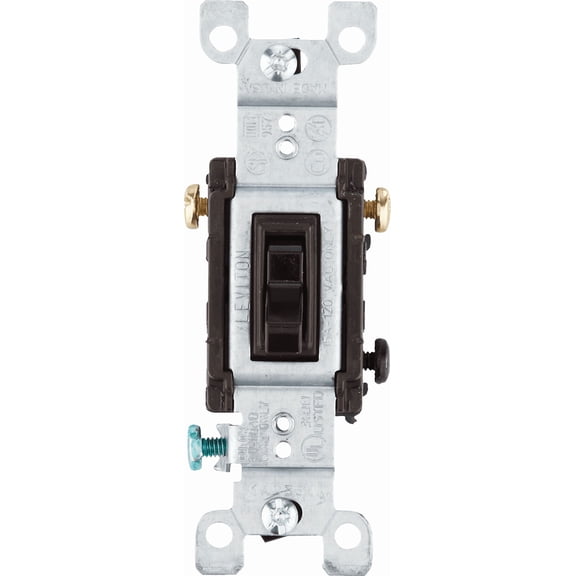Leviton Residential Grade 3-Way Toggle Switch 215-1453-2 - Quiet AC - Brown — Indoor & Outdoor Use, NEC-Compliant