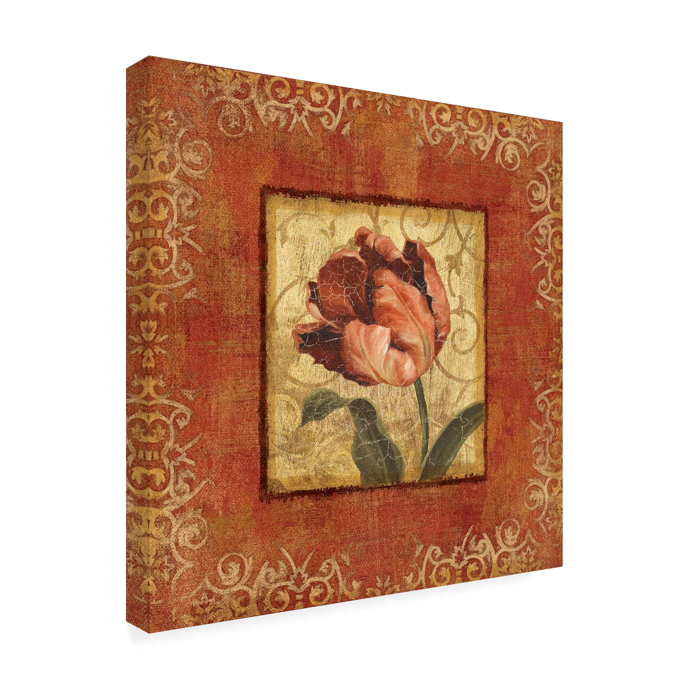 Trademark Fine Art Lisa Audit Red and Gold Flower II Canvas Wall Art - 14x14