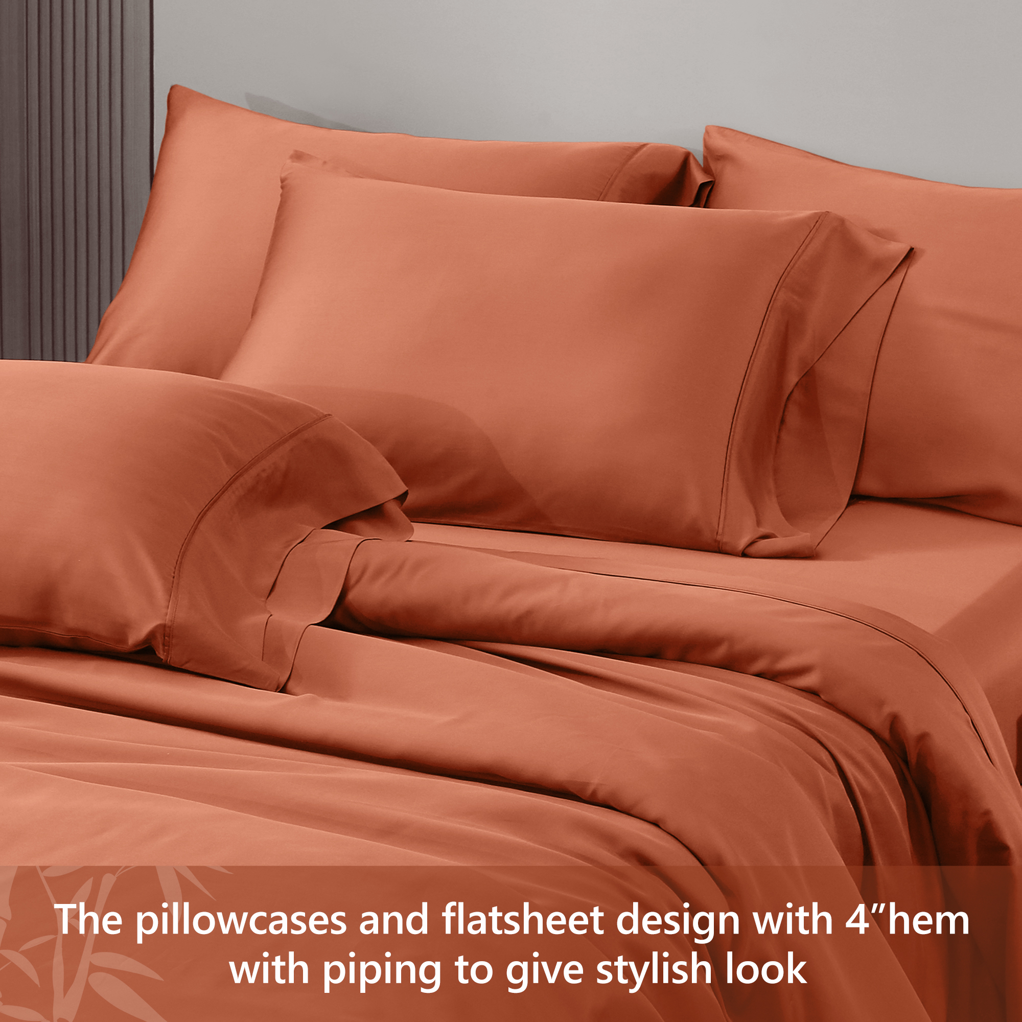 L Linen World 100% Viscose from Bamboo Sheets Set Full Size,Bamboo Cooling Bed Sheet 4 Pieces Deep Pocket Sheet,Silky Soft,Breathable(Caramel,Full)