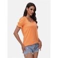 thumbnail image 3 of Tops for Women Summer Casual Ruffle Trim Sleeve Square Neck T Shirts, 3 of 6