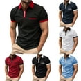thumbnail image 7 of Lovskoo Workout Shirts for Men Collared Short Sleeve Solid Color Striped Zip Up Lapel Top Sports Lapel Top Shirt Vacation Beach Summer Tops Burgundy, 7 of 7
