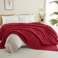 thumbnail image 2 of Exclusivo Mezcla Twin Size Flannel Fleece Blanket, Super Soft Jacquard Bed Blanket, Lightweight Fuzzy Warm for All Seasons, 60x80 Inches, Deep Red, 2 of 8
