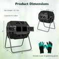 thumbnail image 2 of Costway 42-Gal Compost Bin Dual Chamber Composting Tumbler with 2 Sliding Doors Metal Frame Black, 2 of 10