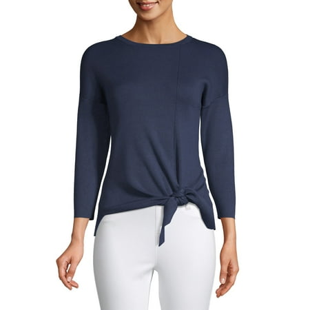 Tie Front Wool Sweater - Women's Tie Front Pullover Sweater