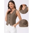 thumbnail image 2 of DARING DIVA Women's Button Down Sleeveless V Neck Crop Top Summer Vest XL Coffee, 2 of 6