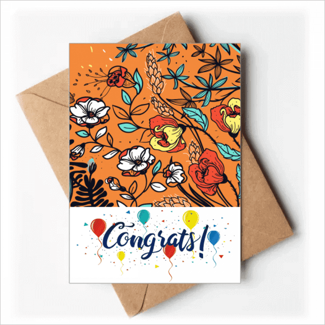 Orange Modern Art Lily Camellia Wedding Cards Congratulations Greeting Envelopes