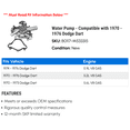 thumbnail image 2 of Water Pump - Compatible with 1970 - 1976 Dodge Dart 1971 1972 1973 1974 1975, 2 of 2