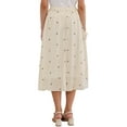 thumbnail image 3 of INSPIRE CHIC Vintage Polka Dots Skirt for Women's Casual Pleated A-Line Elastic Waist Midi Skirts S Beige, 3 of 6