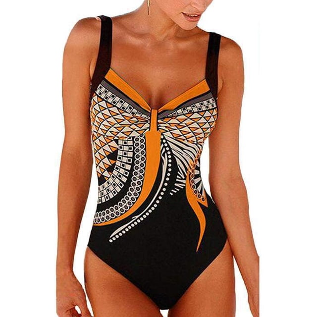 Maillot de Bain une Pièce à Imprimé pour Femme, Maillot Rétro Vintage, Tenue de Plage, Maillot de Bain