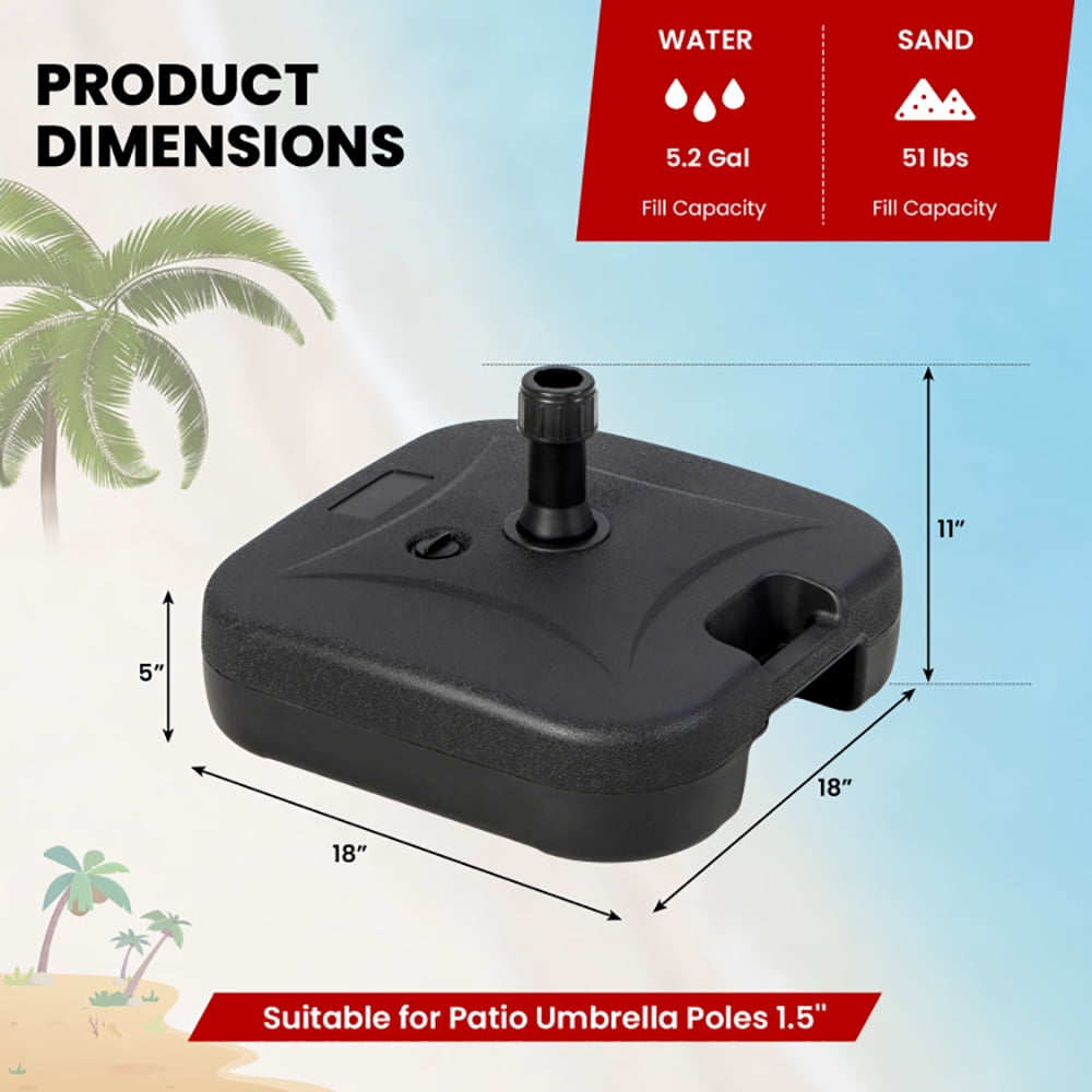 Aimee Lii Fillable Patio Umbrella Base with Handle Fit 1.5 Inch Umbrella Poles, Umbrella Stand Outdoor Base, Black Aimee Lii Fillable Patio Umbrella Base with Handle Fit 1.5 Inch Umbrella Poles, Umbrella Stand Outdoor Base, Black