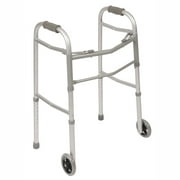 PCP Bi-Folding Walker, Mobility Stability Aid, Made in USA, Wheels, Silver Frost, Double Release