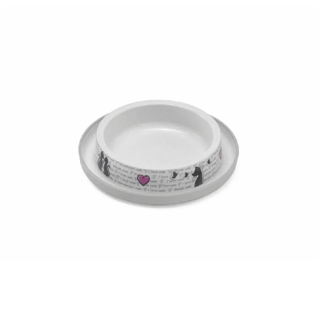 Plato Gato Anti-Hormiga Moderna Cats In Love 210ml Gris