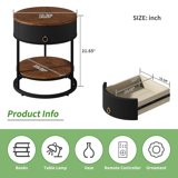 ASYA Metal End Table with Drawer, 21.65’’ Sofa Side Table, 2-Tier Round ...