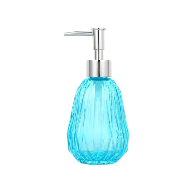 Textured Glass Soap Dispenser Refillable Liquid Hand Soap Bottle for Bathroom, 2.95x5.71 Inch