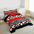 thumbnail image 3 of Manfei Animal Print Patchwork 3 Pieces Queen Comforter Set for Teens Boys Girls,Animal Leopard Zebra Ultra Soft Bedding Sets,Geometric Stripes Bedding Comforter Set,Luxury Bedroom Decor, 3 of 8