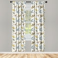 thumbnail image 2 of Ambesonne Fantasy Curtains, Pattern of Animals Flowers, Pair of 28"x63", Pale Blue and Dark Yellow, 2 of 4