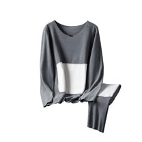 FAZVAOO Thermal Underwear for Men Set Long Johns V-Neck Elastic Waist Thick Warm Top and Bottom Size XL-4XL