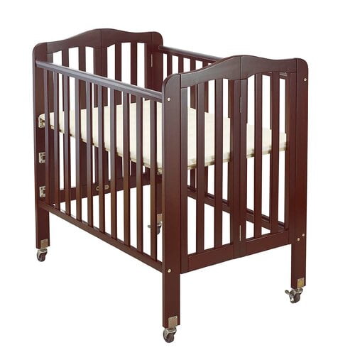 Big Oshi Angela Portable, Folding Baby Crib Frame on Wheels Cherry
