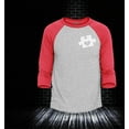 thumbnail image 2 of Shop4Ever Men's Small Heart Puzzle Piece Autism Awareness Raglan Baseball Shirt XX-Large Heather Grey/Red, 2 of 4