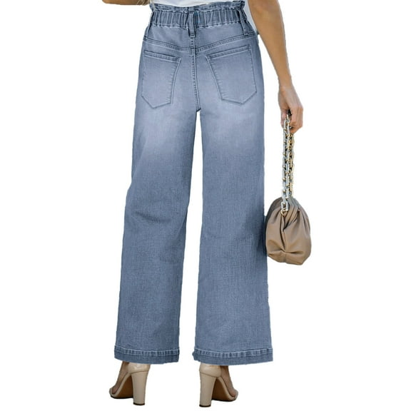 Huowey Womens Pants Barrel Jeans for Mid Rise Heart Printed Denim Ankle Pants Vintage Baggy Boyfriend Jeans