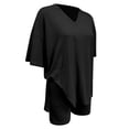 thumbnail image 4 of vigerkar 2 Piece Sets for Women Summer 2026 Lounge Short Set Spring Matching Biker Shorts V Neck Oversized Shirt Clothing (Black, XS), 4 of 9
