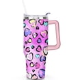 thumbnail image 2 of 40oz Fashion Leopard Pattern Stainless Steel Flip Straw Tumbler Spill Proof Travel Cup Double Wall Vacuum Insulated Coffee Mug with Top Handle, 2 of 6