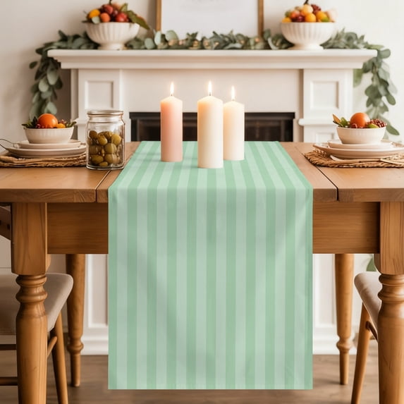 Table Runners 120 Inches Long Dress Scarves, Green Stripes Farmhouse Coffee/Dining/Kitchen Table Decor Table Runner for Living Room, Modern Vertical Lines Geometric Minimalist 13x120 Inch