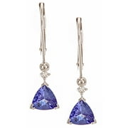 Purple Clasp Jewelry 925 Sterling Silver Tanzanite & Diamond Earring.