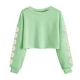 thumbnail image 5 of Kids Crop Tops Girls Long Sleeve Tee Shirts Cute Daisy Pinted Fashion Lightweight Sweatshirt Pullover Top, 5 of 5