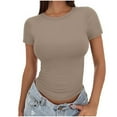 thumbnail image 2 of Otvok 2025 Womens Casual Solid Color Short-Sleeve Crew-Neck Tops, 2 of 6