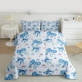 thumbnail image 2 of Manfei Girly Blue Bow-tie Full Size Comforter Sets, Princess Bowknot Bedding Comforter Set, Cartoon Flower Floral Reversible Bedding Sets, Microfiber Bedroom Decor, 3 Pieces, 2 of 8