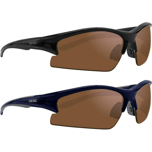 Epoch Eyewear Golf Sport Sunglasses 2 Pair Black w/Amber Lens & Blue w/Amber Lens