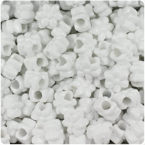 BeadTin White Opaque 13mm Flower Pony Beads (250pcs)
