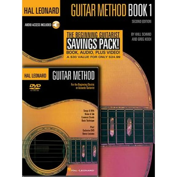 Pre-Owned Hal Leonard Guitar Method Beginner's Pack: Book 1 with Online Audio   DVD (Paperback) by Will Schmid, Greg Koch