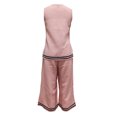 thumbnail image 4 of Womens Casual Two Piece Outfit Round Neck Sleeveless Top Elastic Waist Culotte Pants with Pockets Cotton Blend Vacation Set Pink L(L), 4 of 5