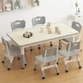 thumbnail image 2 of Height Adjustable Kids Table and 6 Chairs Set – Graffiti Desktop Activity Table with Non-Slip Legs for Toddlers Ages 2-10, Perfect for Daycare, Classroom and Home, 2 of 8