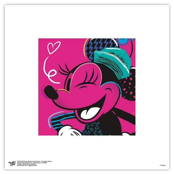 Gallery Pops Disney Mickey and Friends - Hi-Lighter Minnie Wall Art, Unframed Version, 12" x 12"