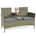 thumbnail image 1 of Topbuy Patio Extérieur Rotin Causeuse Canapé Double Conversation Ensemble W / Coussin et Table Intégrée, 1 of 10