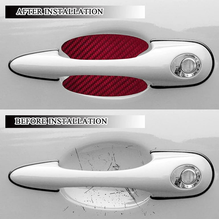 4PCS Car Door Handle Sticker, Universal Carbon Fiber Anti-Scratches Car Door  Cup Protector, Non-Marking Auto Door Handle Protective Film (Red) 