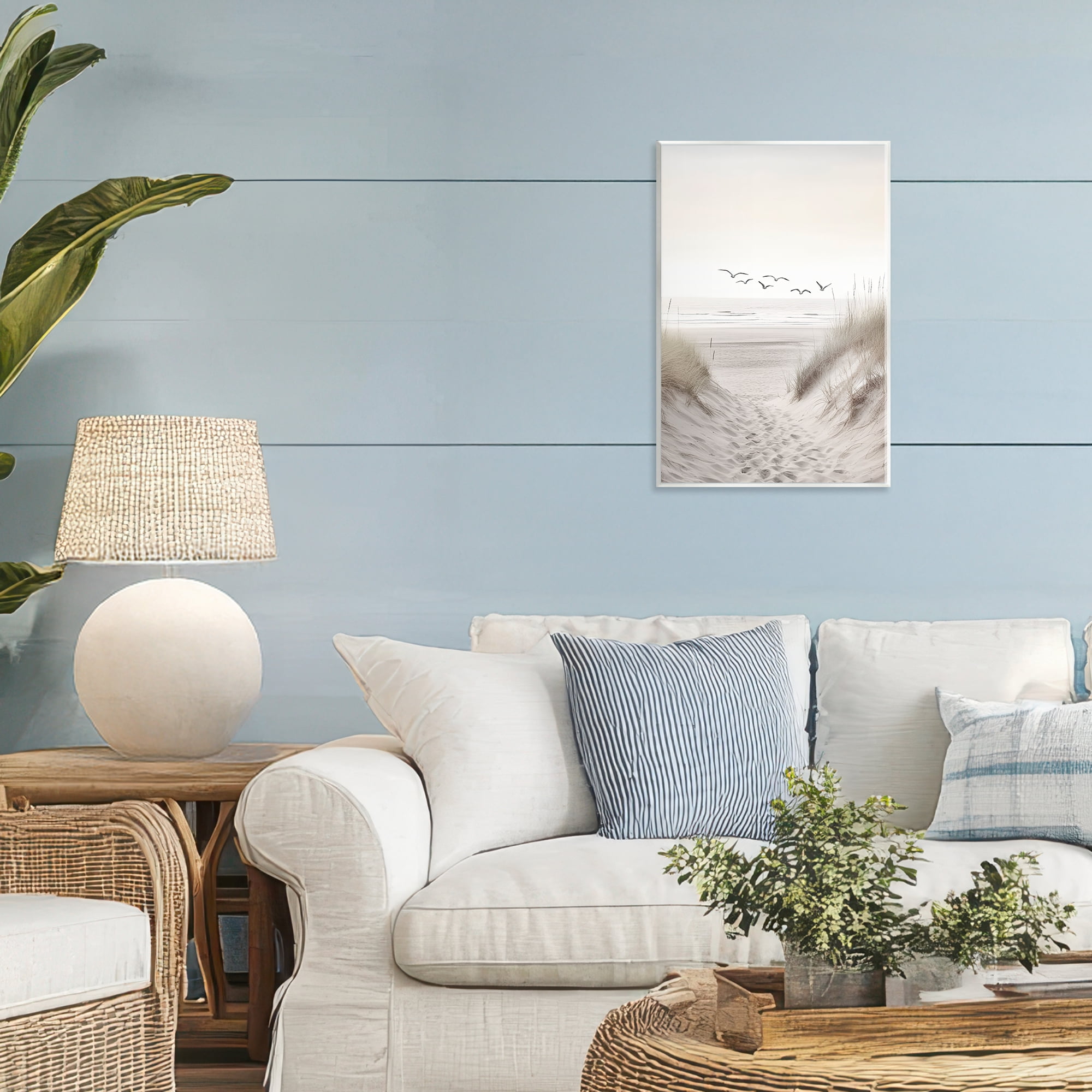Seagulls over Sandy Footprints Wall Plaque Art, design by Decent Exposures