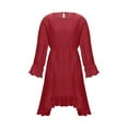 thumbnail image 6 of OGLCCG Tween Girls Long Dresses High Low Hem Ruffle Long Sleeve Crew Neck Flowy Tiered Dress Casual Solid Color Summer Boho Dress 4-15 Years, 6 of 7
