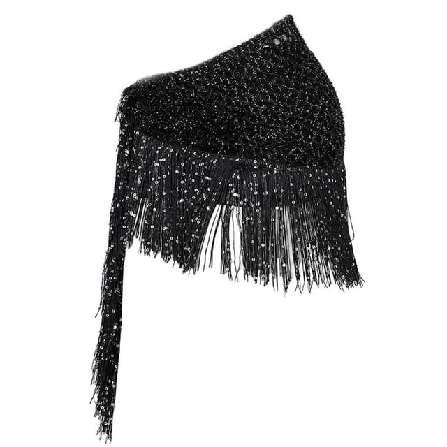 Pañuelo para la cadera para danza del vientre, falda de baile para mujer con lentejuelas brillantes, disfraces de bailarina Negro